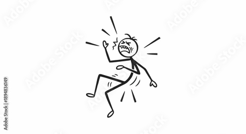 Stick figure man experiencing intense pain and frustration.