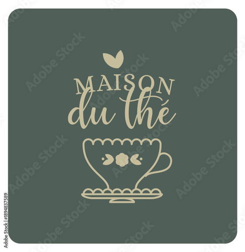 Logo pour pâtisserie, salon de thé, traiteur, salon, café, frise, floral, tasse, carte de visite, identité visuelle, marque, tampon