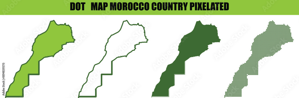 Fototapeta premium Morocco Country Map Pixelated Green Tones
