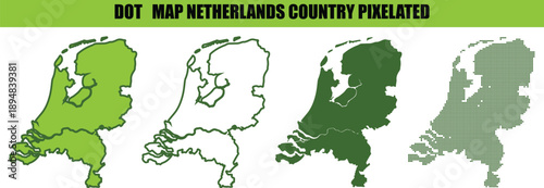 Netherlands Country Map Pixelated Dot Graphic
