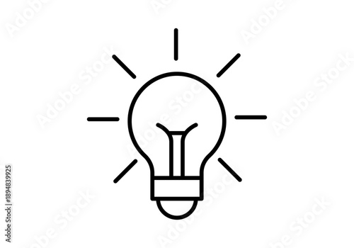 Icono lineal de bombilla encendida simbolizando una idea creativa