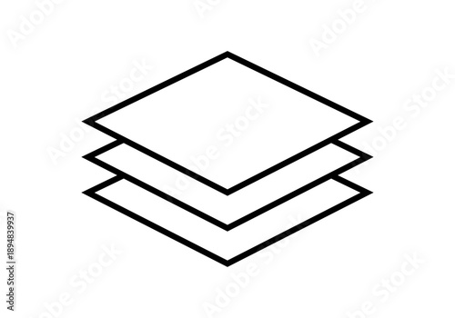 Icono de capas apiladas minimalista de trazo negro 
