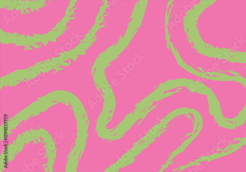 Fondo de pinceladas curvas texturizadas en verde lima sobre rosa