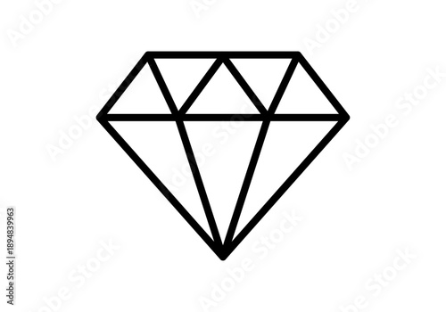 Icono de diamante minimalista de trazo negro