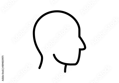 Perfil de cabeza humana con trazado lineal negro