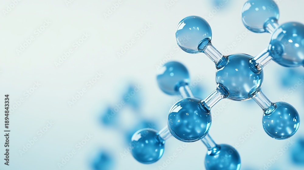 Fototapeta premium Abstract Molecules Backdrop with Gradient Light Blue and White for Science and Medical Designs