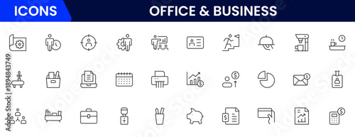Fotografi Office and Business line icons collection