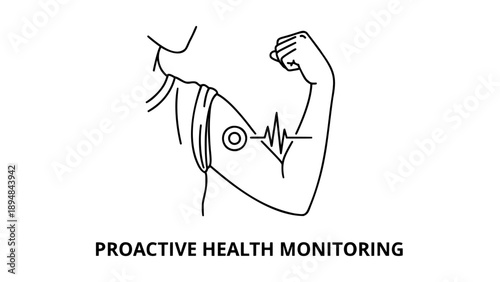 Continuous Glucose Monitor CGM Sensor Health Monitoring Single Line Art Icon