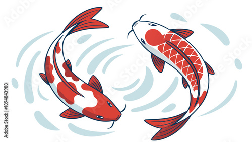 3D Colorful Koi Fish Circle Composition