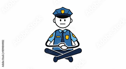 Stick Figure Police Officer Meditating Calmly.