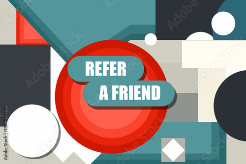 Vector banner. Megaphone with refer a friend speech bubble. Loudspeaker. Banner for business, marketing. Banner design vector illustration.