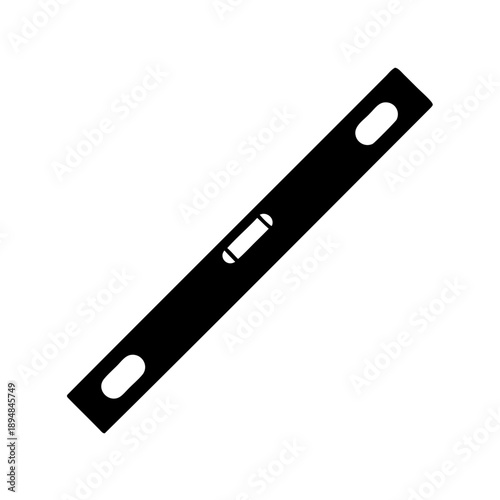 Isolated black and white silhouette of a spirit level tool for builders