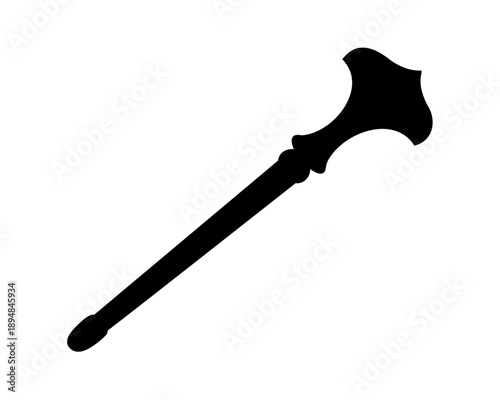 Isolated Black Silhouette of a Medieval Mace or Scepter on White Background