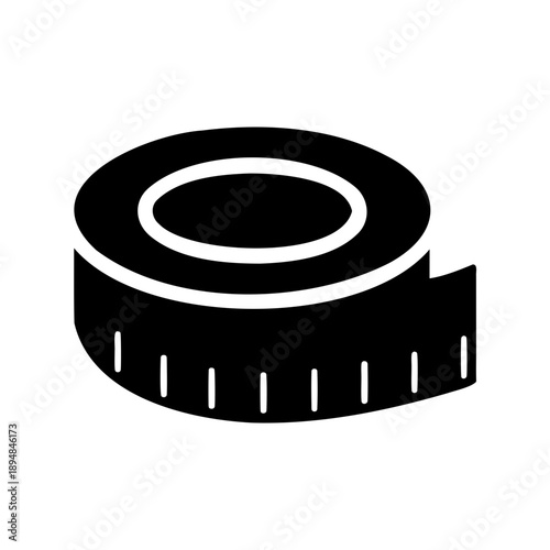 Black silhouette of a measuring tape showing scale markings for measurement
