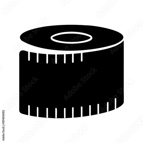 Illustration of a measuring tape for tailoring and sewing purposes, rolled up
