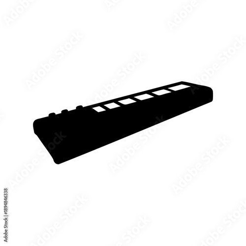 Stylized Black Silhouette Illustration of a Midi Keyboard Controller Music Device