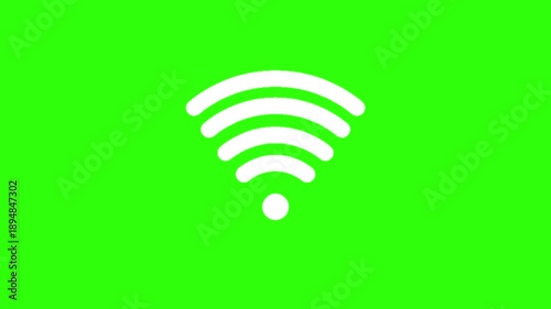 Wi-Fi Signal Icon Animation on Green Screen Background