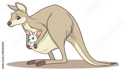 3D Cute Baby Kangaroo Peeking from Pouch