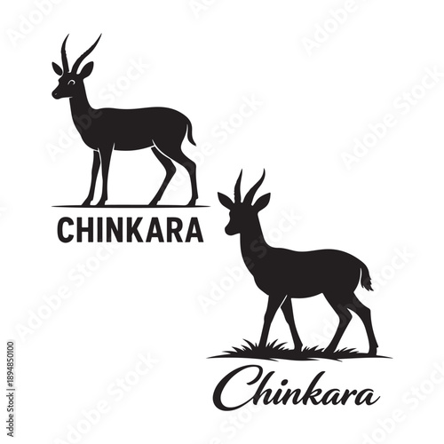 Chinkara Indian Gazelle Antelope Vector Silhouette
