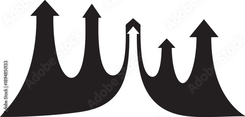 Black Arrows Pointing Upward in a White Background Illustration