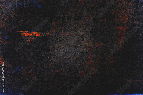 Gritty Dark Grunge Texture with Red and Blue Scratches