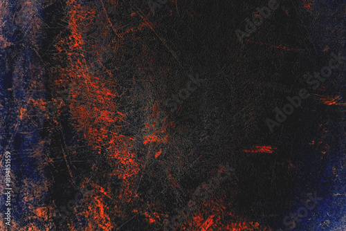 Gritty Dark Grunge Texture with Red and Blue Scratches