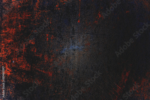 Gritty Dark Grunge Texture with Red and Blue Scratches