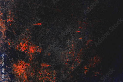 Gritty Dark Grunge Texture with Red and Blue Scratches