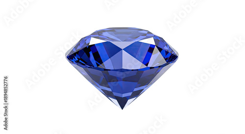 Brilliant Blue Diamond on White Background