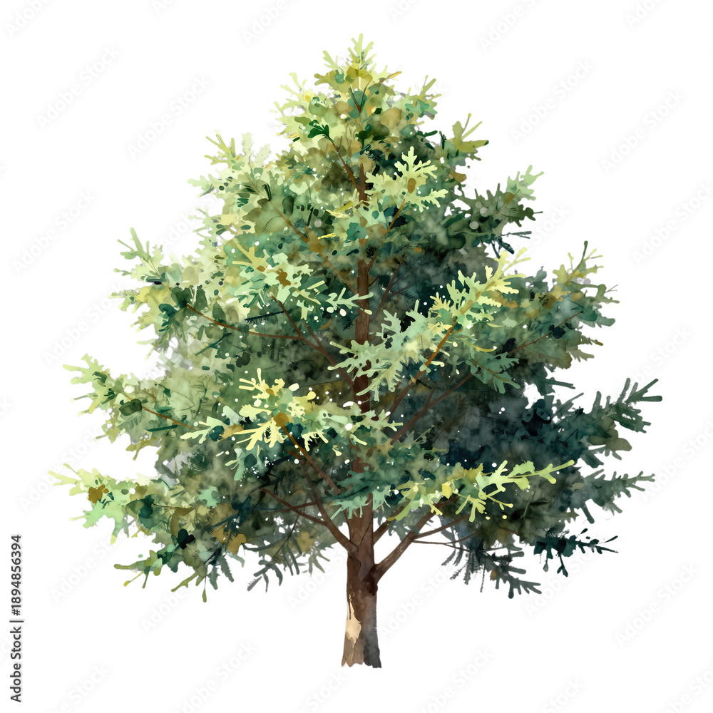 Fototapeta premium Hand-drawn illustration of a leafy tree