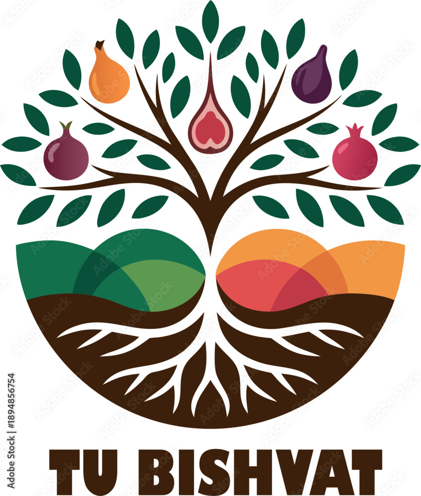 Obraz premium Abstract apple tree vector illustration and floral nature elements .