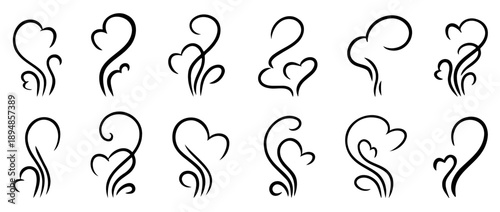 Hand drawn steam waves expressing hot air, smell and warm breath. Ideal for food, cooking scenes, cup icons and cafe branding.