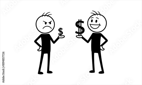 Depiction of financial inequality contrasting wealth, income, and emotional states