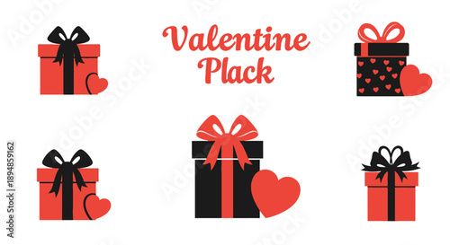 Valentine gift boxes with hearts and ribbons