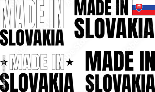 Bold font icons showing the phrase made in Slovakia in different styles