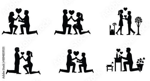 Couple proposing to each other with love and romance