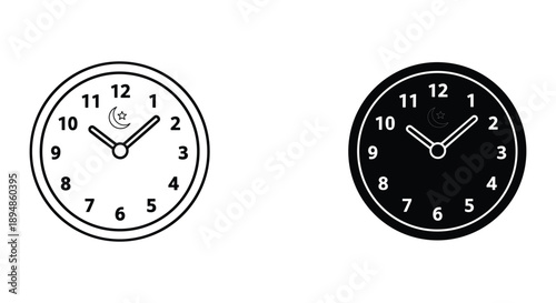 Black and White Clocks Showing Same Time