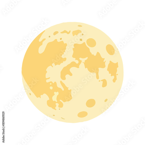 Stylized Full Moon Vector Graphic Isolated On White