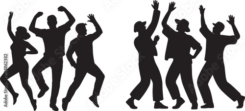 Spring carnival dancing people silhouette vector