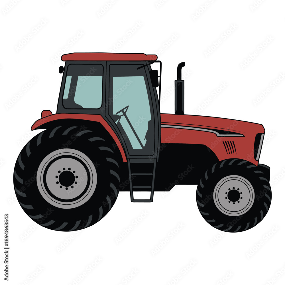 Obraz premium red tractor isolated