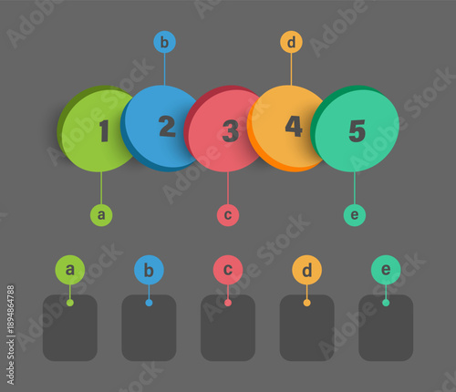 3D isometric infographic template with colored oval cylinders arranged horizontally. Blank layout for data entry