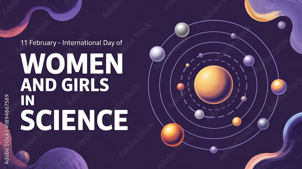 Obraz premium International day of women and girls in science for web banner, greeting card, or social media post for February 11th