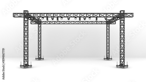 Obraz na plátně Stage rigging truss system with blank backdrop concert performance