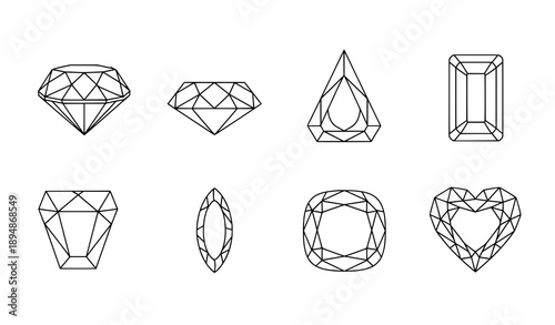 Luxury Diamond Cut Icons Vector Set