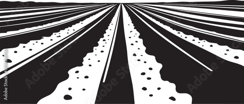 Black and white road with water and speed lines