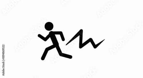 Stick figure running with energy bolt symbol.