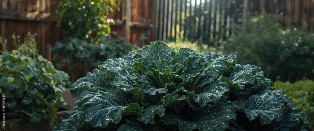 Naklejka premium Urban Backyard Cultivation of Tuscan Kale