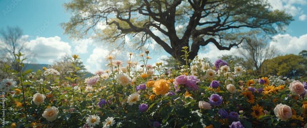 Fototapeta premium Hokkaido, Japan: Flowers in a Garden