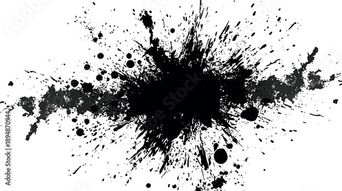 Wallpaper Mural Black Ink Splatter Explosion on White Background, paint splash Torontodigital.ca