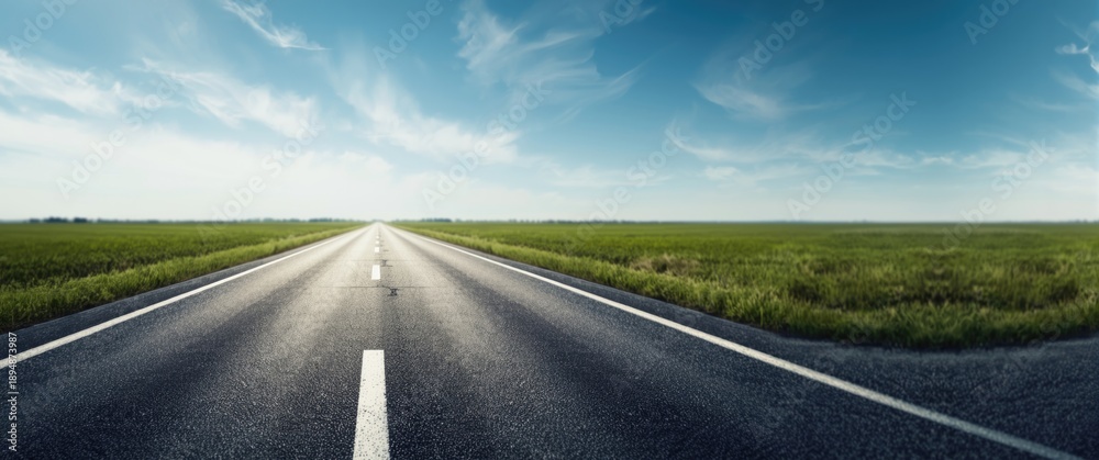 Fototapeta premium Isolated asphalt road with transparent background, PNG file